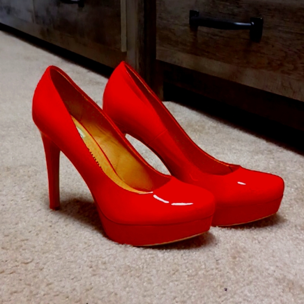 Cherry red high heels.